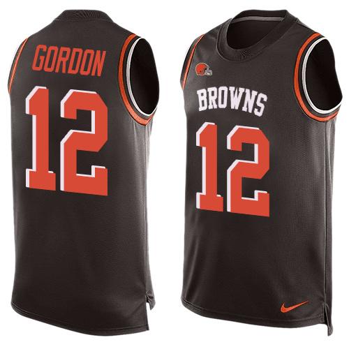 Nike Browns #12 Josh Gordon Brown Team Color Men's Stitched NFL Limited Tank Top Jersey - Click Image to Close